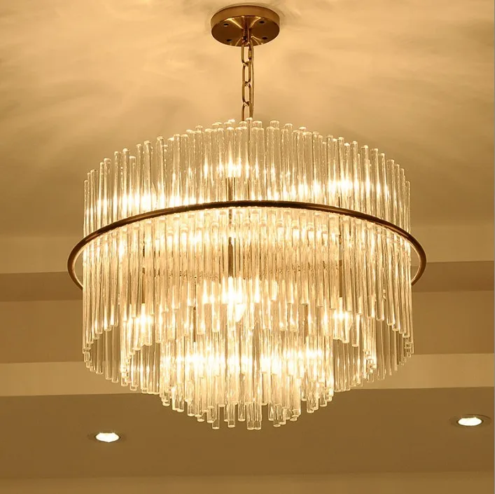 Italy Design Contemporary Clear Glass Tube Hanging Chandelier Modern ...