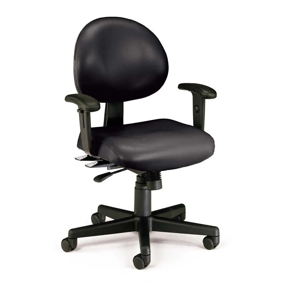 241 Series Vinyl 24-Hour Ergonomic Chair Dimensions: 27"W x 29.5"D x 37-40.5"H Seat Dimensions: 19.5"Wx19"Dx19-22.5"H Weight: 49 lbs. Black Vinyl