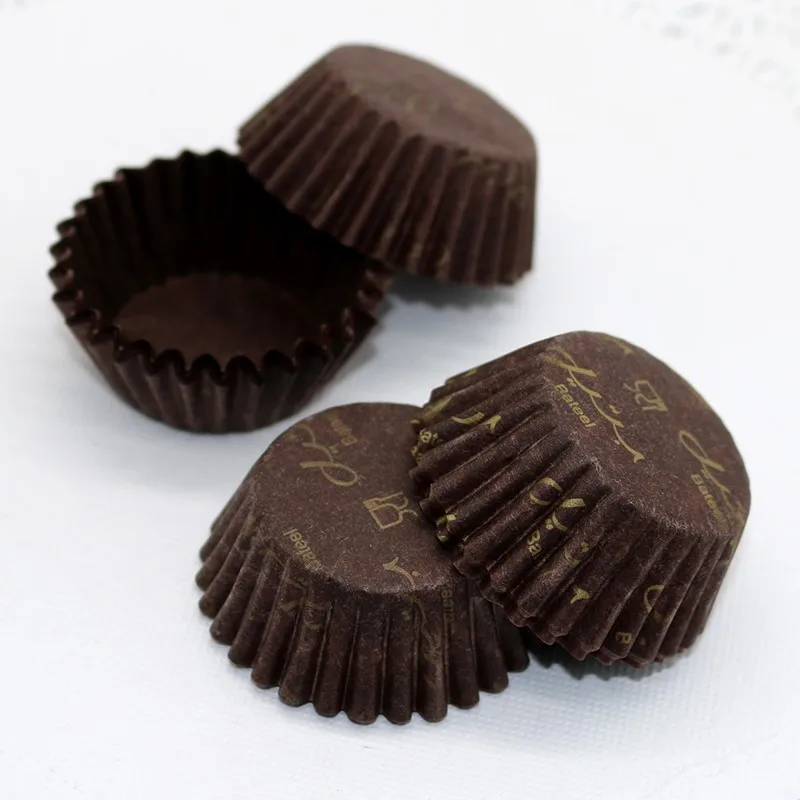 Hot Party Mini Gold Print Brown Paper Cupcake Liners Buy Cupcake