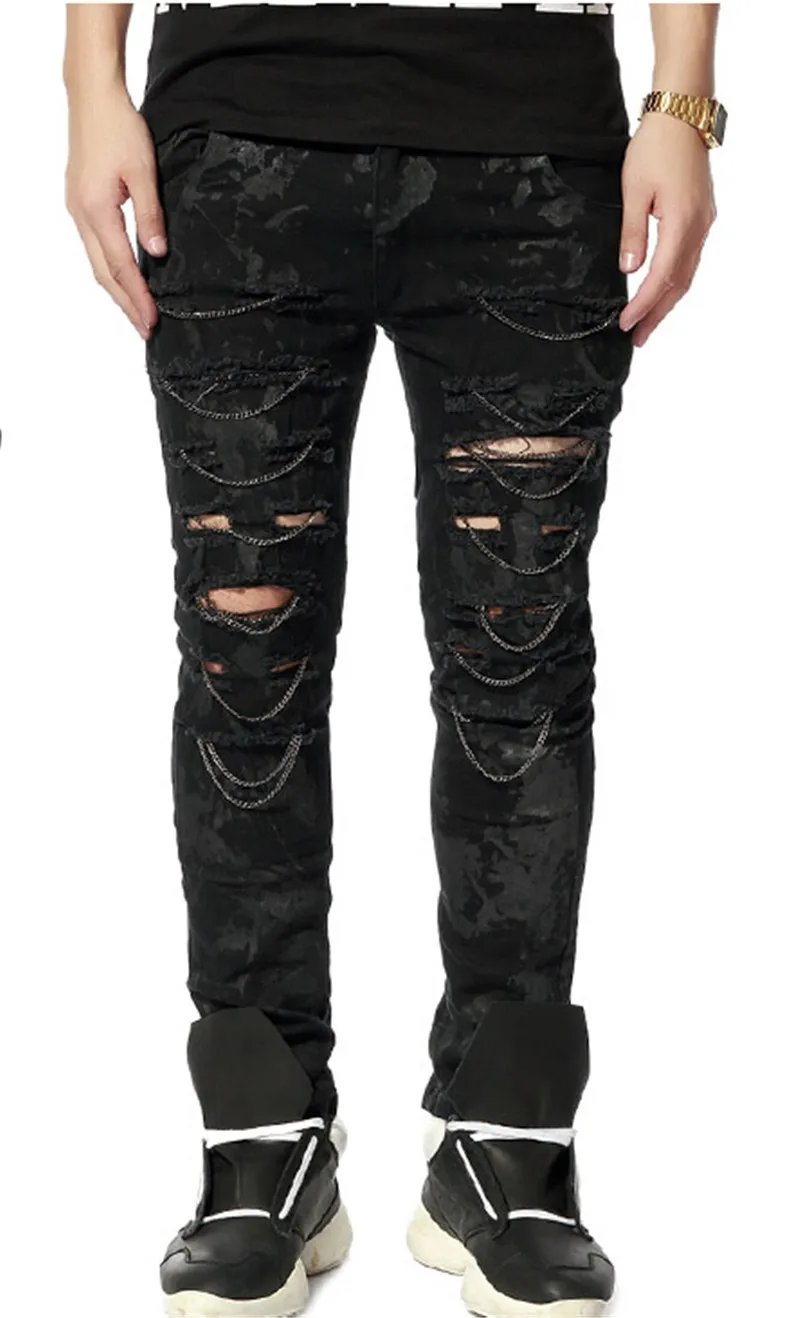 black ripped moto jeans mens