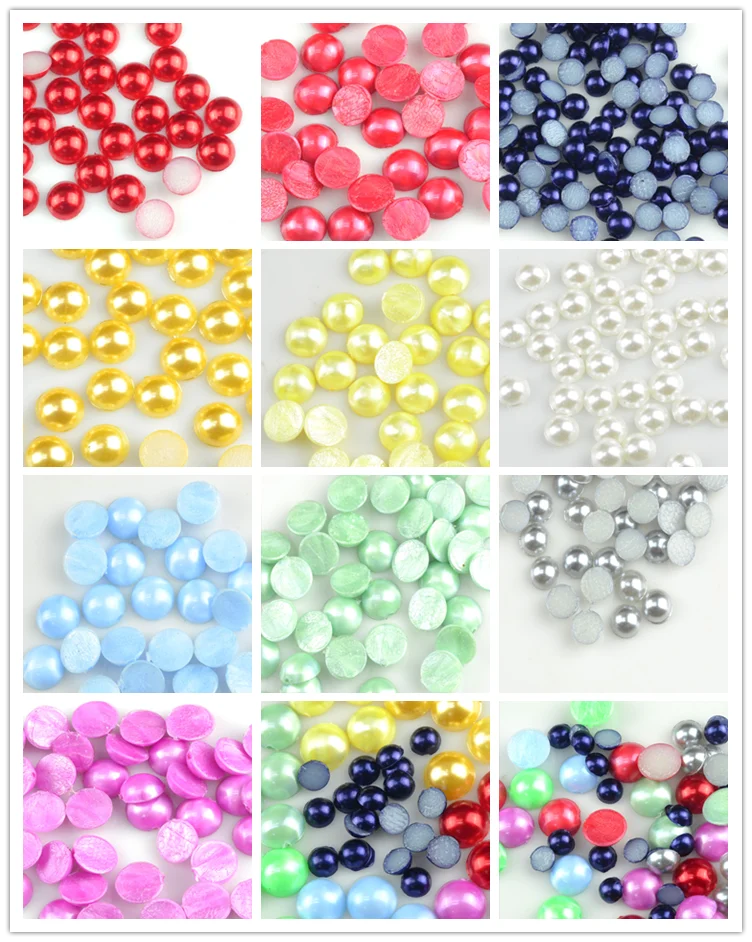 Wholesale Hotfix Half Round Faux Pearl, Colorful ABS Half Round Pearl with Flatback for Garment