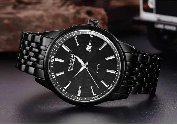 Curren 8052 Mens Watches Top Brand Luxury Black Stainless Steel Analog Quartz Watch 2018 Fashion 1001