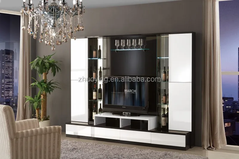 Modern Living Room Furniture Glass Lcd Tv Cabinets Wall Units View Modern Glass Tv Wall Units Zoe Product Details From Foshan Qiaoyi Furniture Co