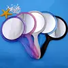 Plastic Double Side Round Mirror Personalized LOGO Long Hand Cosmetic Makeup Handheld Mirror