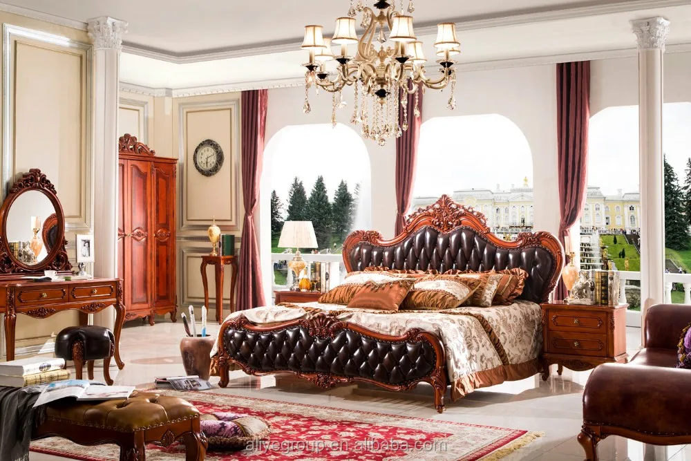 Ab47 European Royal Bedroom Furniture Sets Classic Bed Dresser Set