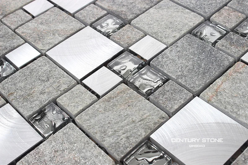 Outdoor Aluminium Mix Gl Quartz Stone Wall Mosaic Tile Outdoor Aluminium Mix Gl Quartz Stone Wall Mosaic Tile