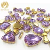 Crystal Violet Sew on Mixed Shape Flatback Rhinestone with Golden Claw