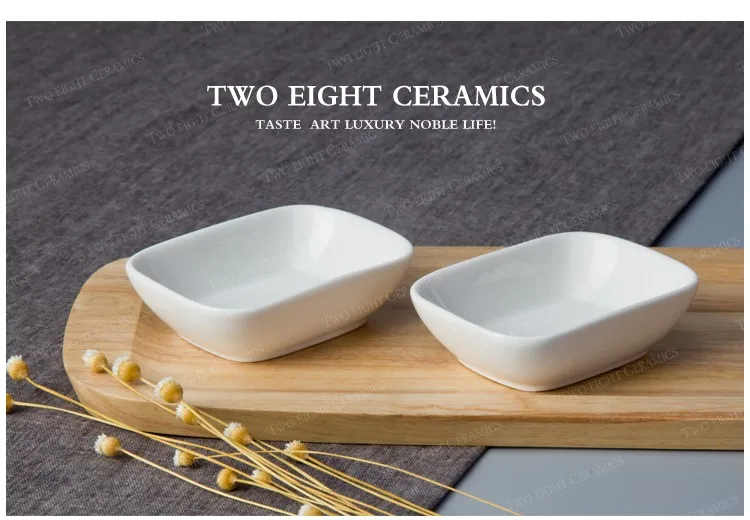 Wholesale ceramic flat dinnerware pure white buffet bowl 2018 rectangular crockery boat plate