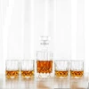 700 ml Square Engraved Vodka Glass Fire polishing Whiskey Decanter Set with 4 Tumblers