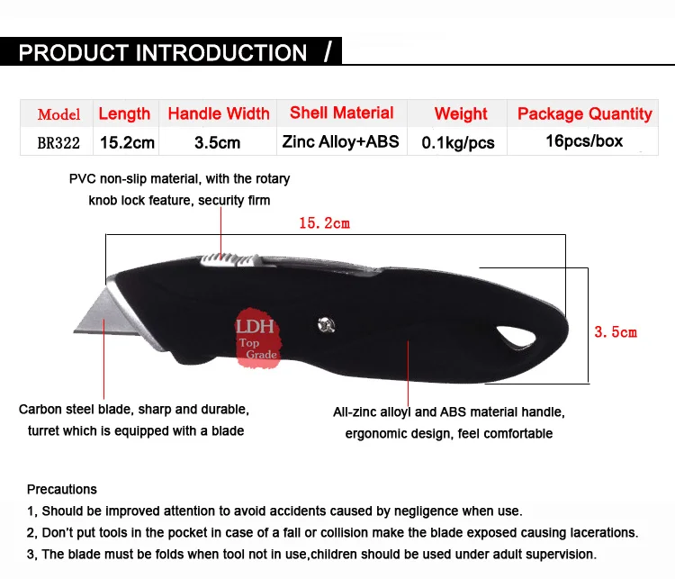 Stationery Stainless Steel Letter Opener Conveyor Belt Cutter Safety