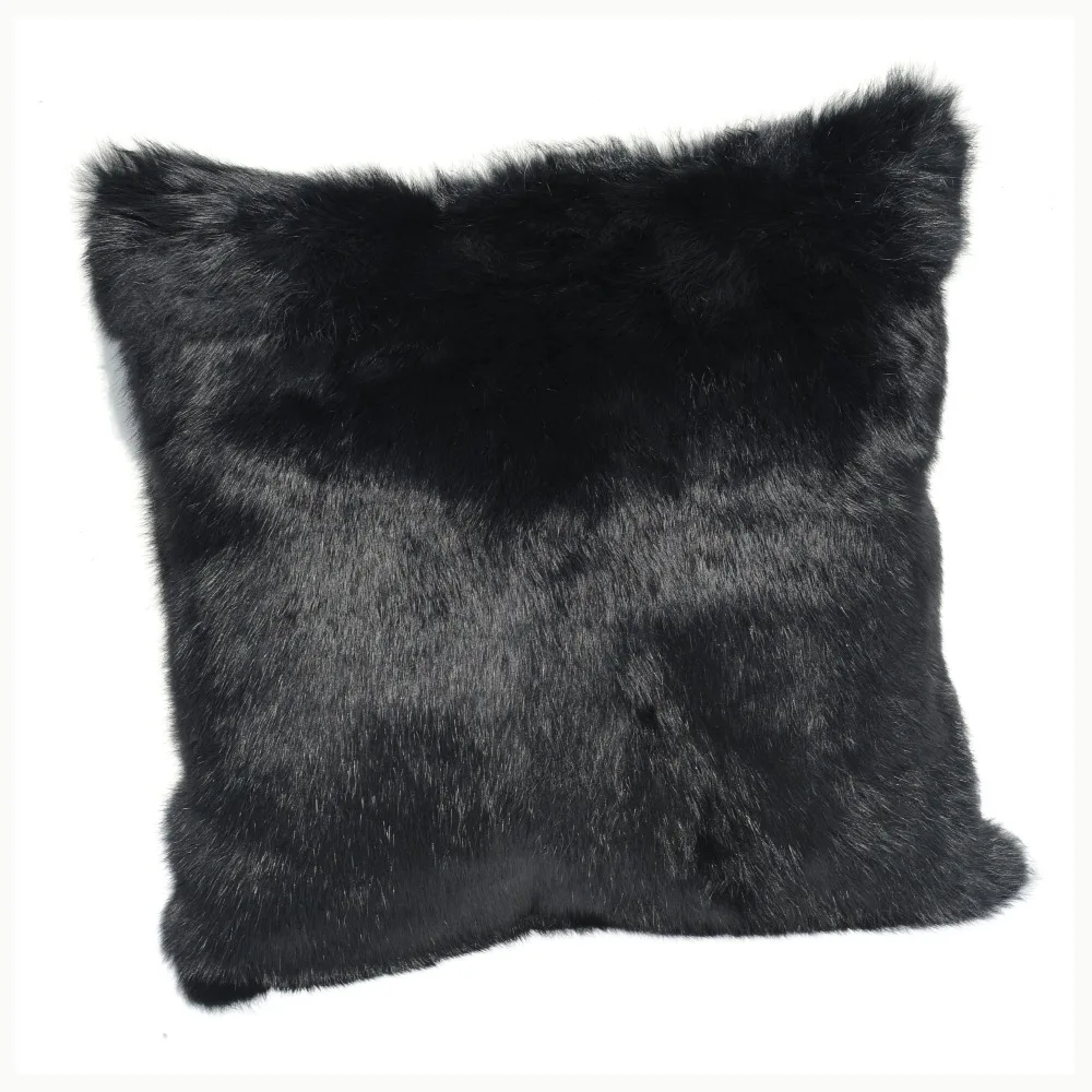 CXD05C 45X45 cm Hakiki Tavşan Kürk Siyah Sandalye Minderi Koltuk