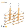Wooden 4 square bars multi-layer clothes hanger, hanging multi clothes rack