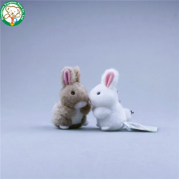White and grey cute mini bunny animal stuffed toys keychain for sale
