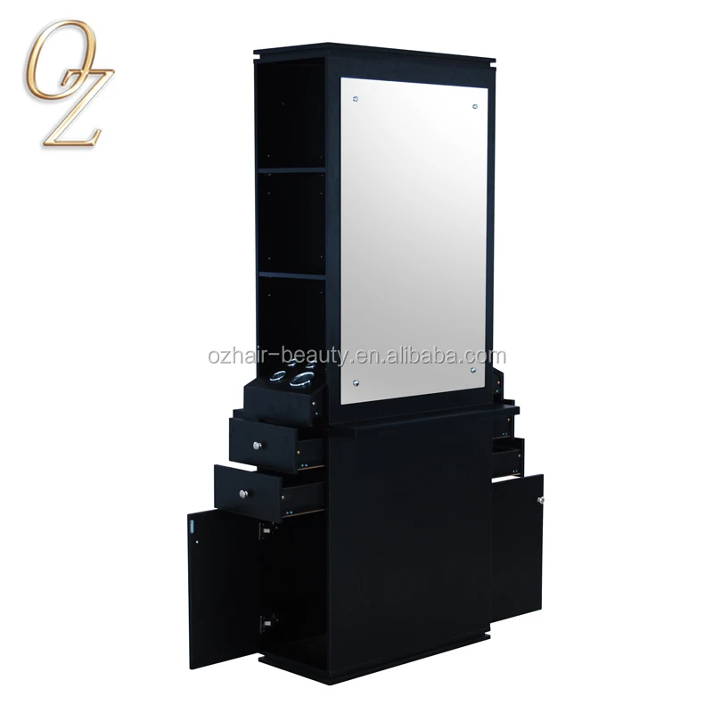 Barber Mirror Station With Cabinet Stylist Station Double Sided