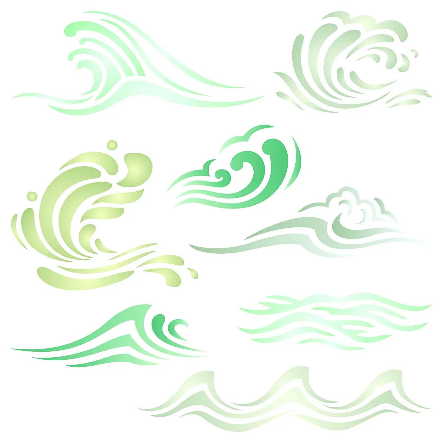DIY Decorative Wave Stencil Template for Scrapbooking Painting on Wall Furniture Crafts Set of 6 Wave