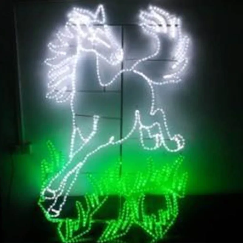 Outdoor Ip65 Led Christmas Light Sculpture Metal Wire Frame Unicorn 3d Animals Sculptures For