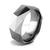 8mm Men Tungsten Carbide Ring Wedding Engagement Band Silver Multi Facet Fashion Band