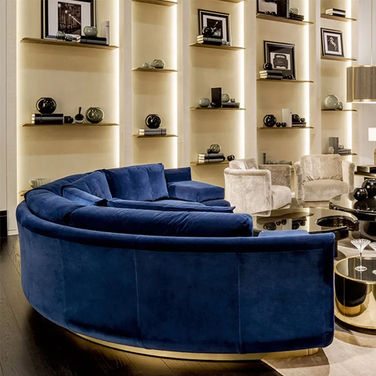 Half Moon Shape Sofa Round Sofa Velvet Or Leather Sofa Foshan City