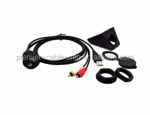 USB AUX Einbau Buchse Adapter für das Auto Verlängerungskabel 1//8/" 2 RCA
