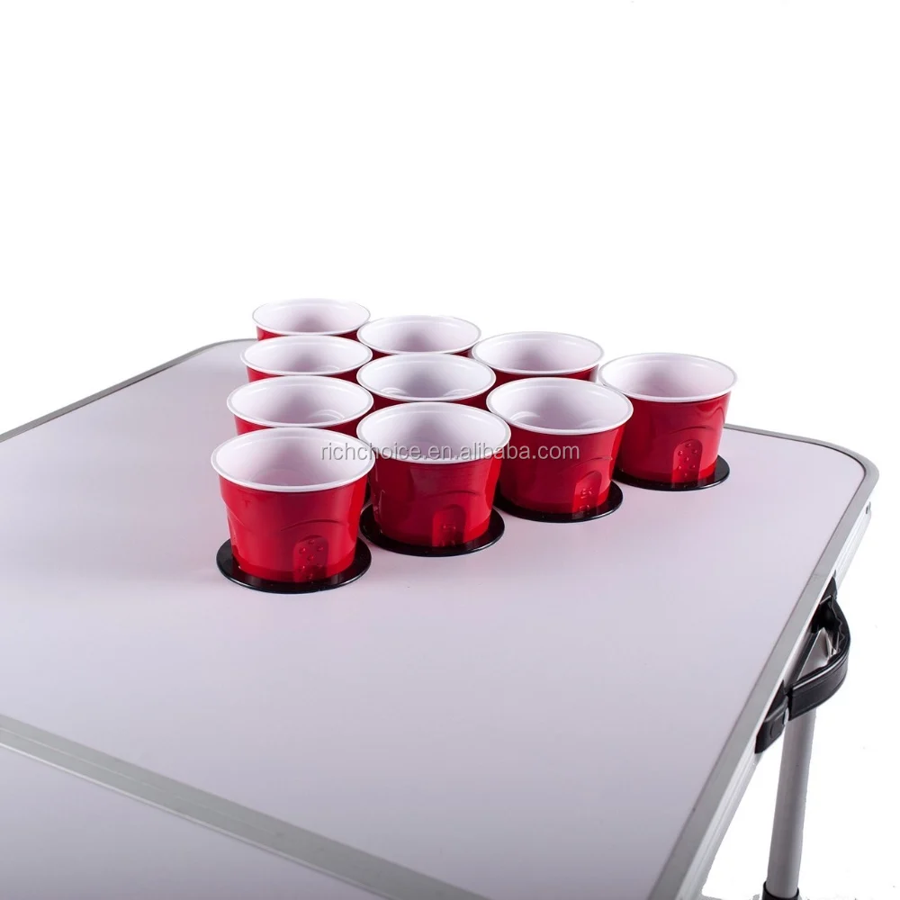 New 8' Aluminum Beer Pong Table With Holes For Cups Portable Adjustable