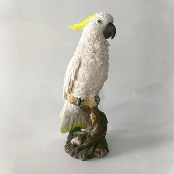 Kustom Warna Putih Berdiri Luar Dekorasi Parrot Patung Burung