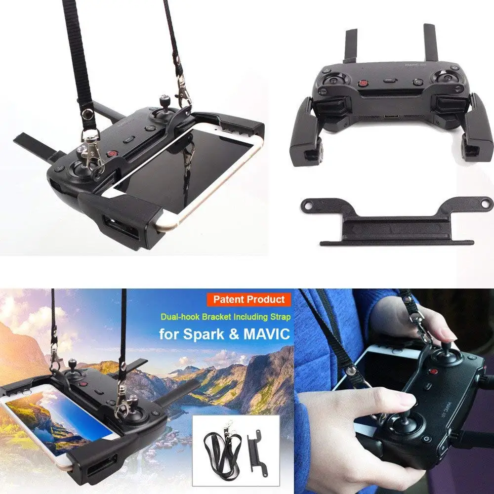 Gbell Protector Neck Sling Strap for DJI Mavic 2 | Mavic Air | Mavic Pro | Spark Remote Control Mobile Phone Neck Strap Sling Bracket,Drone Accessories,2Pcs/1Set (Black)