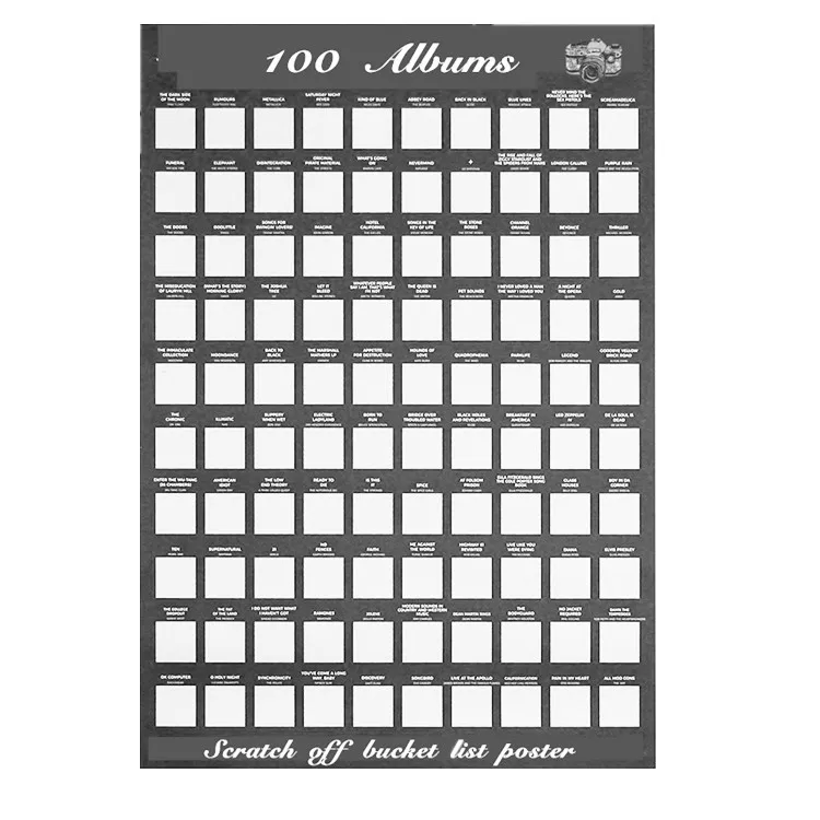 Scratch off Bucket Llist Poster Of 100 Must Listen To Album