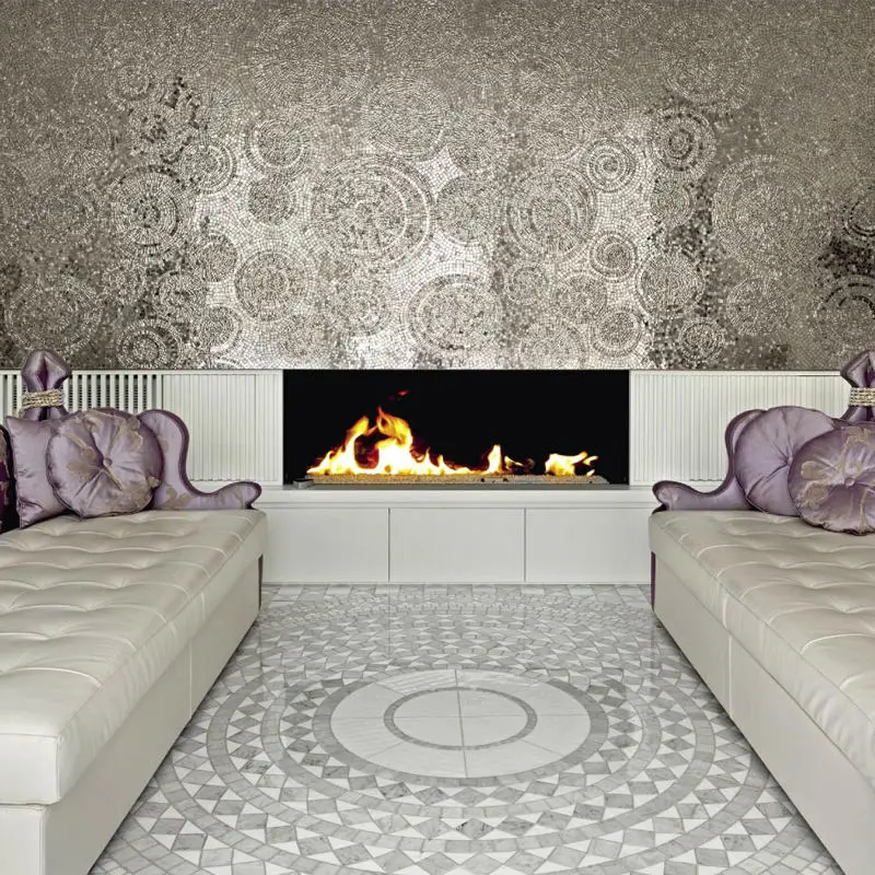 Moderna casa decorar handcarft papel pintado de plata de la hoja ...