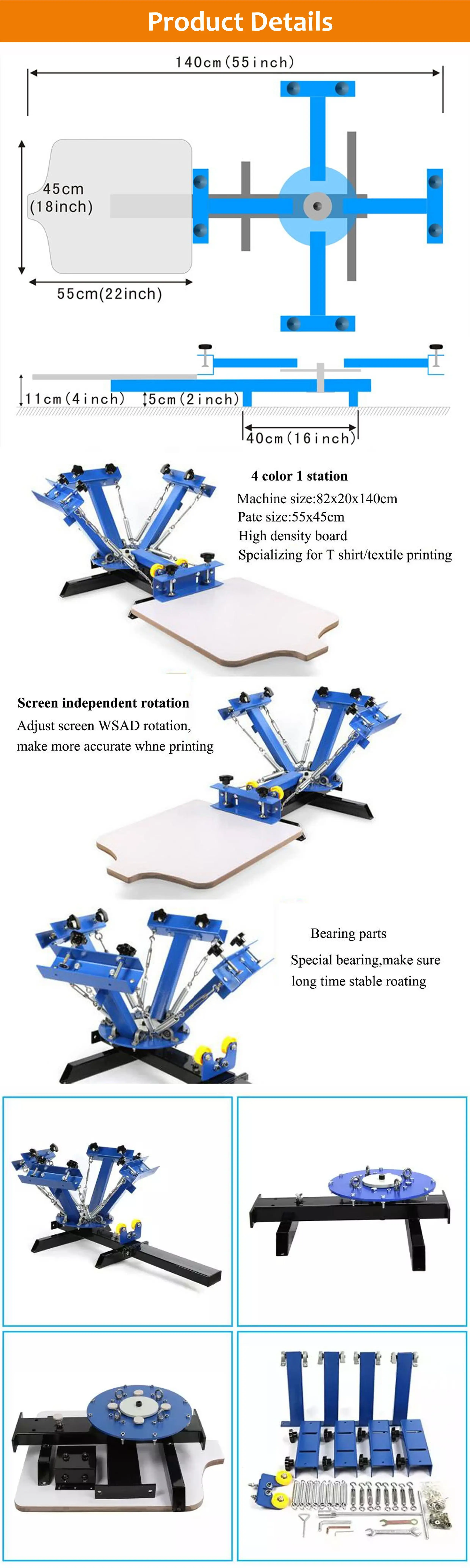 4 color 1 station screen printing machine