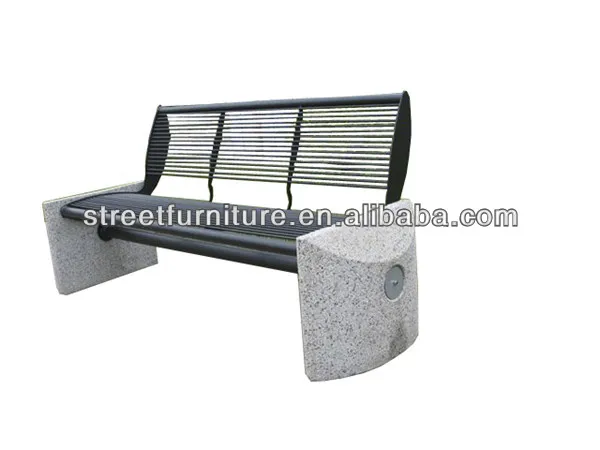 Landscaping Garden Stone Bench With Back Outdoor Concrete Bench