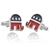 Hot Sale Flag Elephant Novelty Luxury Brand Black And Red Enamel Cuff Buttons Cufflinks For Men