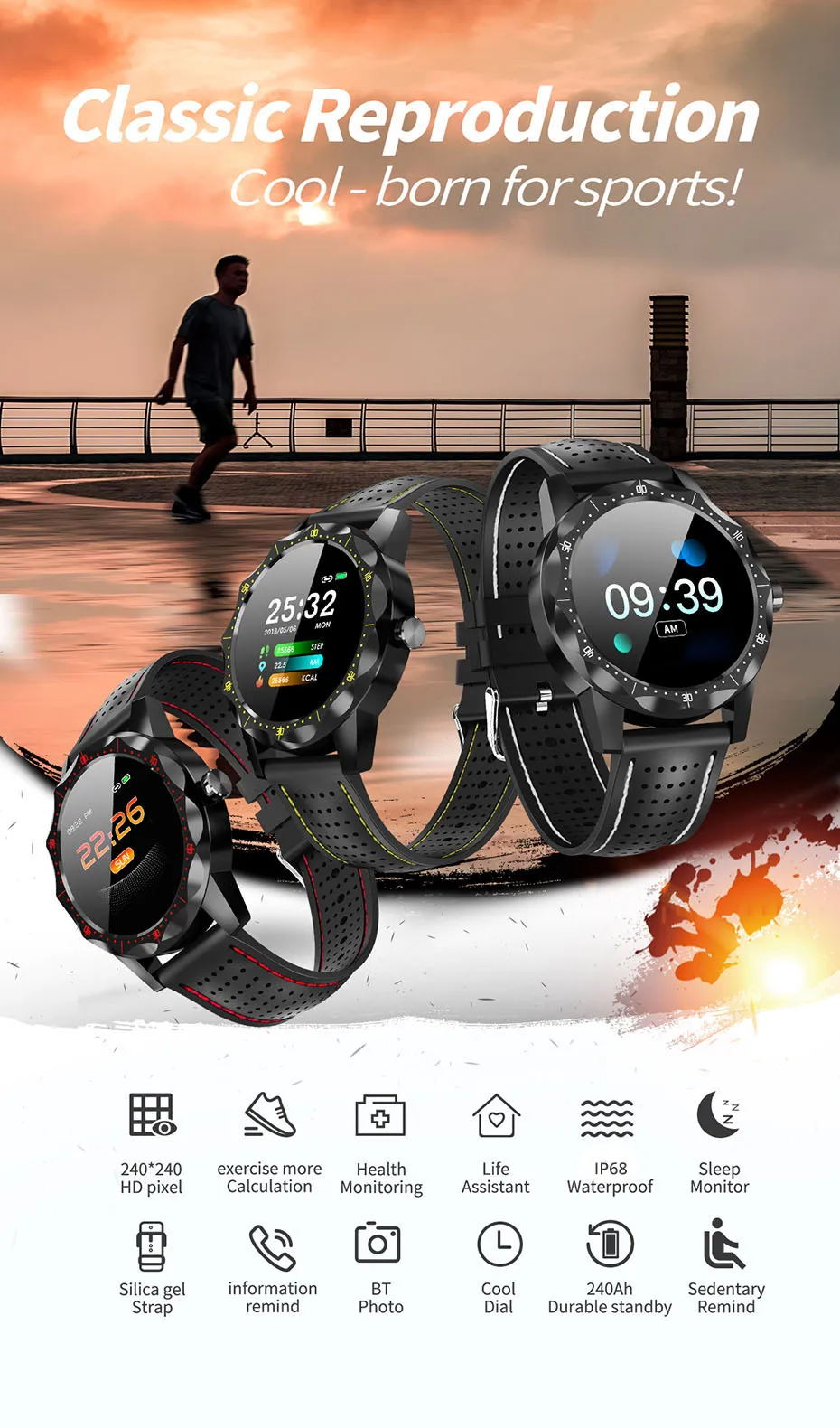 Colmi SKY 1 smart watch IP68 Waterproof Heart Rate Activity Fitness Tracker Bluetooth Men Smartwatch for iphone Android Phone