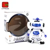 battery operated 360 rotation music dancing robot with flash light