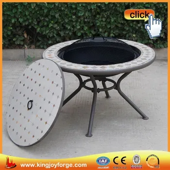 Wood Fired Pizza Oven Outdoor White Tile Fire Pit Table Top Buy