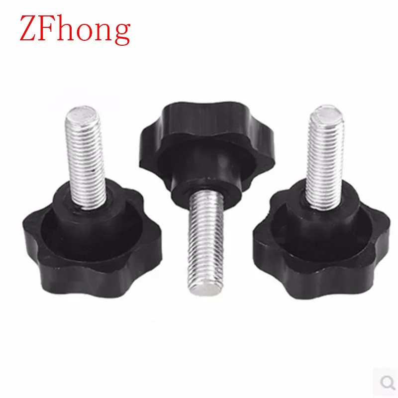 Manopole A Stella Filettate M6 X 50 Mm – 5 Pezzi, Impugnatura Nera, Per Macchinari E Attrezzature