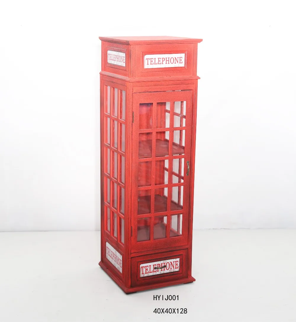 Antique Red Wood Phone Booth Curio Cabinet Stand Buy Wood Phone