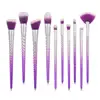 Beauty Cosmetic Tools Makeup Brushes 10pcs Purple Pointed Plastic Handle Custom Logo New Design