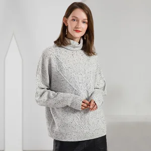 Turtleneck Knitted Sweater Manufacturers Wholesale 100% Cashmere Rol Neck Sweater Female Pullovers With Dots Turtleneck Knitted Sweater Manufacturers Wholesale 100% Cashmere Rol Neck Sweater Female Pullovers With Dots