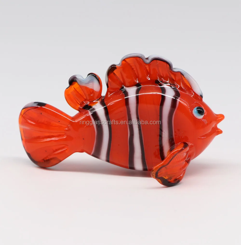Glass Nemo Fish Figurine Hand Blown Glass Nemo Art Handcrafted Glass Figurine 