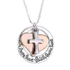 MECYLIFE Stainless Steel Love Hope Faith Scriptures Love Heart Cross Pendant