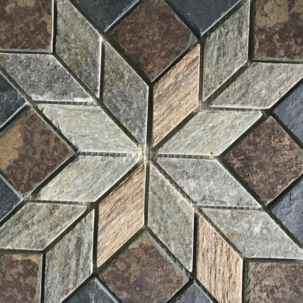 China natural mesh backing slate stone mosaic wall and floor tiles
