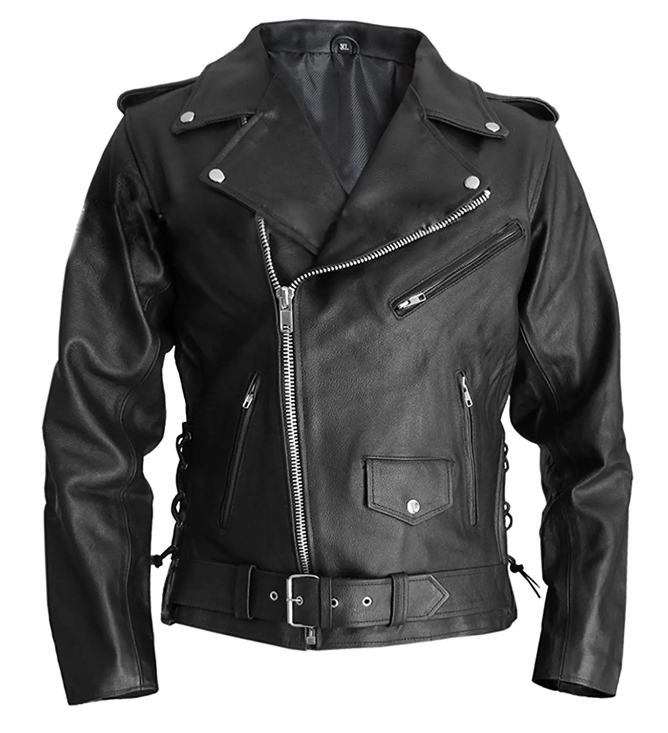 Stormwise Mens Military Cow Leather Black Jacket