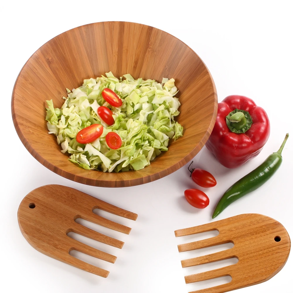 Wholesale High Quality Natural Living Bamboo Salad Bowl With Spoons Buy Natural Living Bamboo