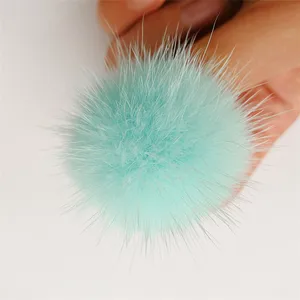 Fashionable dyed color 6cm real mink fur balls for bag charm Large size real mink fur ball pompon With snap