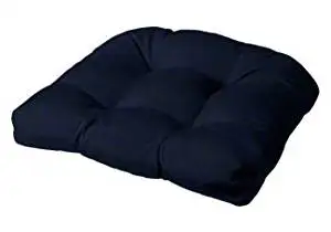 Tufted Chair Cushion | Rounded Back Corners | 21" x 19" x 4" | Cushion Source | Seat Cushion | No Ties | Indoor/Outdoor | Sunbrella Navy (5439-0000)