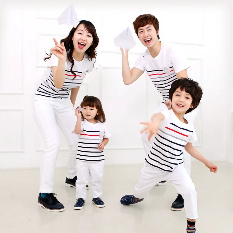 2016 children summer T shirt Family Matching Outfits Couples clothing Paternity Beach Dad Son mother daughter