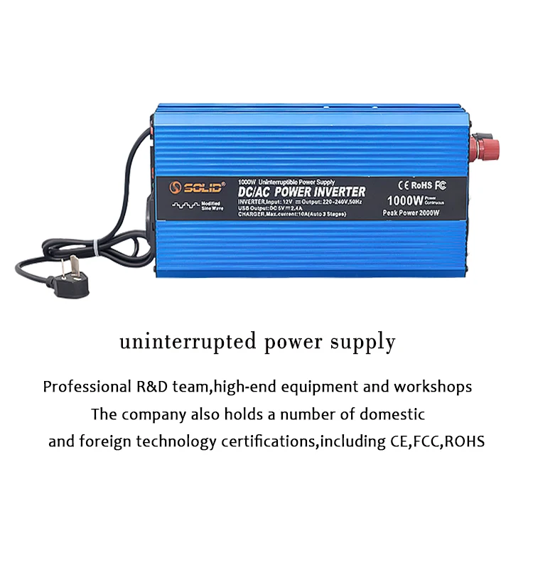 Off Grid Stand By 1kw Power Inverter With Charger 12v 24v Dc To 220v