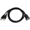 Car Dashboard Flush Mount Dual USB Male to Female Extension Cable