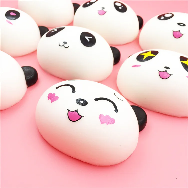 China Factory Supplier High Quality Soft Slow Rising Keychain Kids Medium Emoji Steamed Bread Panda Food Squishy Toys