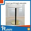 Wooden top with gas spring lift height adjustable white dining table base